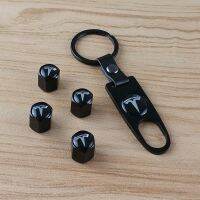 High Quality Car Wheel Tyre Air Valve Caps with Key Chain Set Fit For Tesla Car emblem Modified nut hui