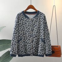 【มีไซส์ใหญ่】Plus Size 3XL-8XL Womens Floral Printed Vintage Autumn Spring Cardigans Long Sleeved Button Up Female Outerwear with Pockets