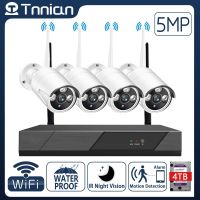 Tnian 5MP 8CH ระบบ CCTV แบบไร้สาย1920P กลางแจ้งกันน้ำกล้องวงจรปิด IP Wi-Fi บันทึกเสียง P2P ชุดเฝ้าระวังวิดีโอ