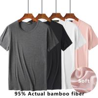 Comfortable Mens Crew Neck Bamboo Fiber Viscose Undershirt Black White Gray Short Sleeve T Shirt Men Summer Tops Plus Size 4XL XS-4XL-5XL-6XL