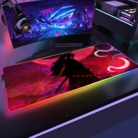 ✿◕◕ Anime Demon Slayer Mouse Pad Gaming RGB Mousepad Large Speed Gamer Mause Mat LED Backlight Gaming Accessories Kimetsu No Yaiba