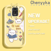 เคส Chenyyka สำหรับ Xiaomi Poco M2 Pro Redmi Note 9S Note 9 Pro Max เคสการ์ตูนแฮปปี้ซิลิโคนของสุนัขน้อยโปร่งใสกันกระแทกเคสมือถือสร้างสรรค์เคสเลนส์กล้องถ่ายรูปปิศาจน้อยน่ารักเคสนิ่มใส