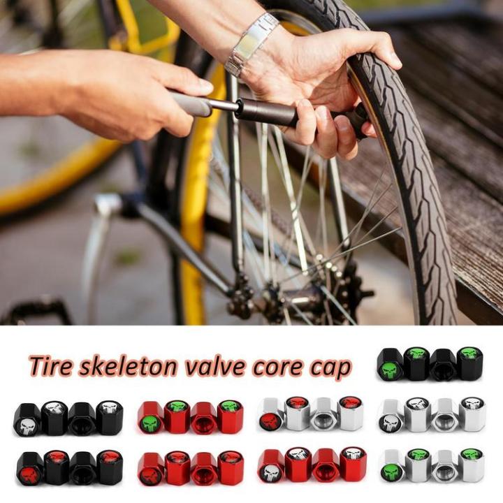 tire-valves-stem-caps-4-pcs-air-nozzle-cover-tire-caps-universal-car-modification-skull-air-valve-core-cap-heavy-duty-multi-color-optional-for-auto-benchmark