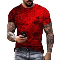 2023 Customized Fashion ☄❡❁3d Tshirt Honeycomb T-shirt Men T shirts Casual Red Graphic Clothes Mens Clothing Hip Hop Printed，Contact the seller for personalized customization