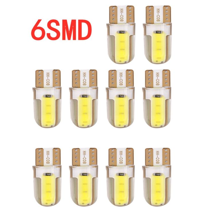 cw-10pcs-silica-gel-led-cob-w5w-t10-194-8smd-wedge-clearance-light-bulb-auto-for-license-plate-reading-car-door-trunk-car-lamp