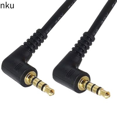 Nku 4Pole 3.5mm 1/8" TRRS Aux Cable 90 Degree Right Angle 3.5 Male-Male Stereo Audio Cord for IPod Smartphones Tablets Handsets Cables Converters
