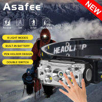 Asafee X24 outdoor ultra bright induction safety light XPE LED headlights 6-speed switch with built-in battery working emergency light Type-C USB IPX4 waterproof