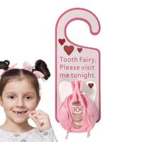 Tooth Fairy Door Hanger Acrylic Tooth Fairy Door with Money Holder Under Pillow Pouch and Box for Lost Teeth Kids Gift for Boys and Girls richly