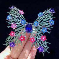 SHANICE New Colorful Big Butterfly nd Green Cubic Zirconia Crystal Brooch For Women Pearl Pins Shell Brooch Sweater Corsage