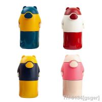 ❒ gsger Copo de água isolado infantil com palha aço inoxidável garrafa portátil térmica dos desenhos animados copos 450ml