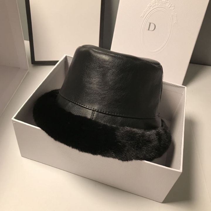 maxsiti-u-winter-fur-bucket-hat-for-women-fashion-faux-leather-thickene-plush-warm-fishermans-cap-casual-flat-basin-hat