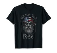 Old Man Club Est 1956 Us Flag Retirement Time Relaxing Black Arrive Printing Man Tees Funny T Gildan