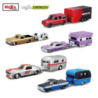 Maisto 1:64รถบรรทุกโลหะผสม Flatbed รถขนส่งยานพาหนะรุ่น Diecast ของเล่น Travel Trailer รถจำลองคอลเลกชันเด็ก Gift