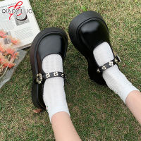 QiaoYiLuo Mary Janes Sepatu Slip On สำหรับผู้หญิงที่มีปิดห่วงและกันลื่น