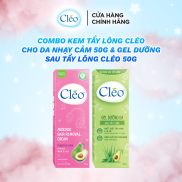 Combo kem tẩy lông chiết xuất bơ Cleo đa vùng dành cho da nhạy cảm 50g và