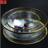 Nordic Gilded Glod Charger Glass Plate Fruit Dessert Salad Soup Bowl Breakfast Dinner Dish Ho Wedding Decorative Tableware