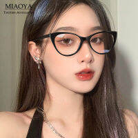 MIAOYA Fashion Jewelry Shop แว่นสายตาแมวสำหรับสุภาพสตรี แว่นตาป้องกันแสงสีฟ้าสำหรับนักเรียน ไม่มีปริญญา