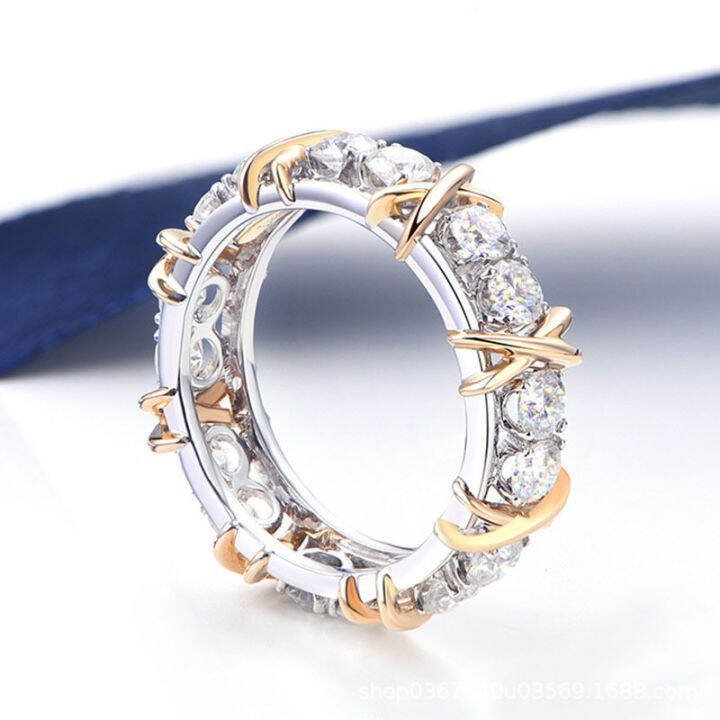 cod-เครื่องประดับแคลิฟอร์เนียแหวน-moissanite-แหวนจำลอง-moissanite-แหวนทองคำขาวโรสโกลด์-x-แหวนข้ามแหวน-li-jiaqi