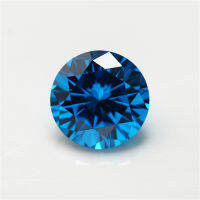 #1~12mm 5A จี้กลมปลายแหลมพร้อมหิน เพทายสีน้ำเงินทะเลลึก โคเซอร์โคเนียสังเคราะห์