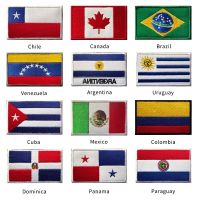 Americas Countries Flag Velcro Embroidered Patches Chile Brazil Mexico Panama Argentina Cuba Flag Badge Armband Stickers DIY Adhesives Tape