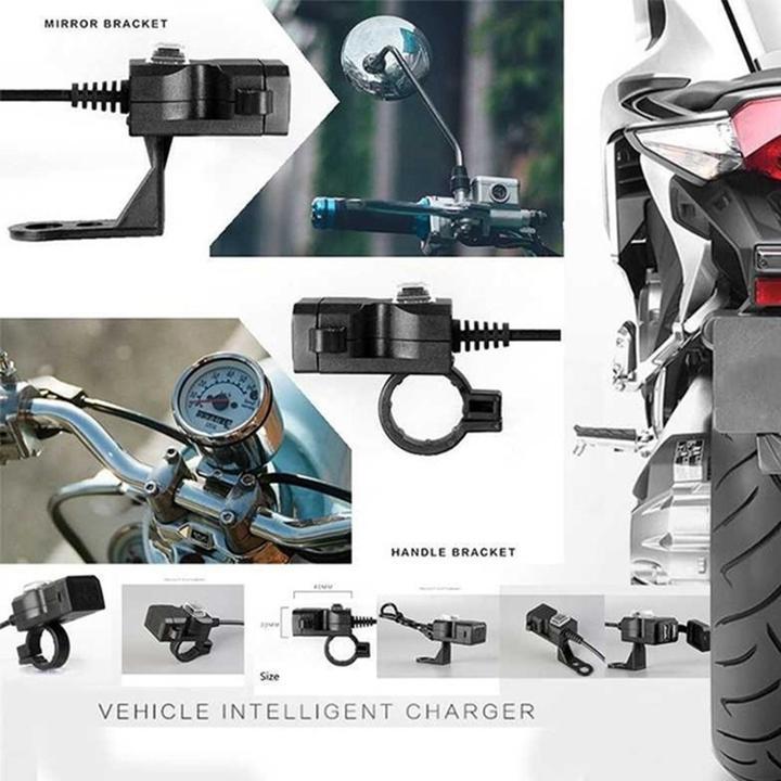bangkok-มีสินค้า-ชาร์จรถจักรยานยนต์อุปกรณ์มอเตอร์ไซค์แบบdual-usbกันน้ำสายไฟอะแดปเตอร์usbคู่-ที่ชาร์จ-กันน้ำ-ที่ชาร์จรถจักรยานยนต์-มือจับรถจักรยานยนต์chargerที่ชาร์จเร็ว-ที่ชาร์จไฟ-5v-1a-2-1a-กันน้ำ-du