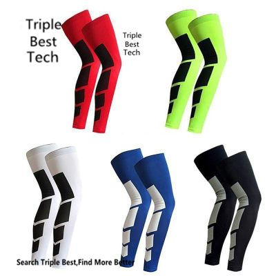 2 Pcs Unsex Knee Long Leg Sleeves Basketball Knee Brace Support Protector
