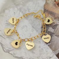 SHERMA Personalized 1-5 Name Bracelet Heart Pendant Gold Stainless Steel Chain Ladies Jewelry Wires  Leads Adapters