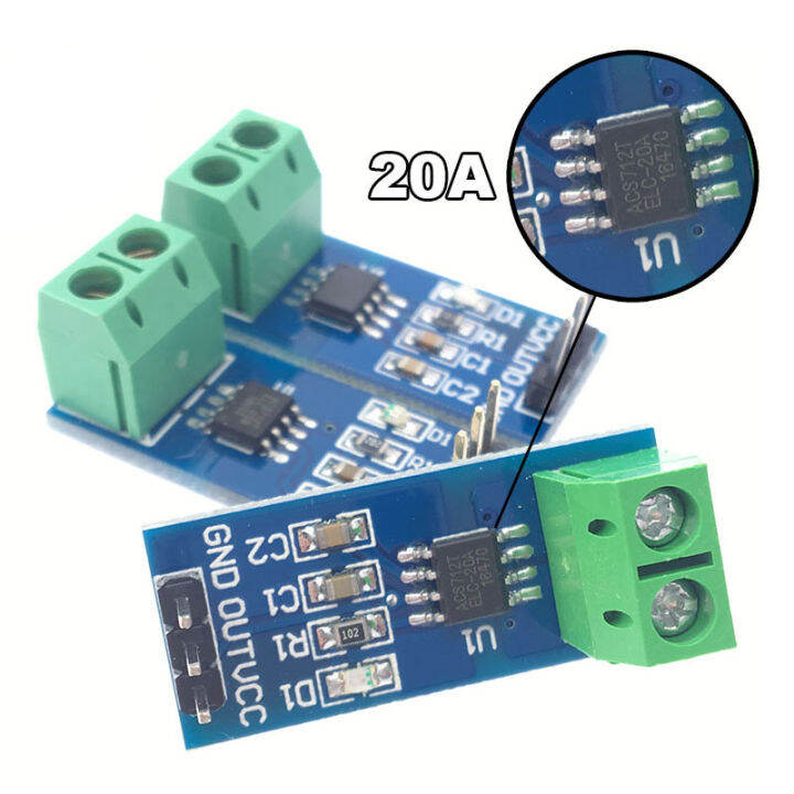 บอร์ดตรวจวัดกระแสตรงกระแสสลับ2ชิ้นรุ่น-acs712สำหรับ-arduino-แผงวงจรตรวจจับ5a-โมดูลเซ็นเซอร์ปัจจุบันของห้องโถง20a-30a