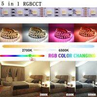 Tuya ไฟแถบแอลอีดีไวไฟ12V 5050 5In1 Rgbct RGB + W + WW + WW ไฟเทป LED ตกแต่งห้อง W/ ระยะไกลแอปชีวิตอัจฉริยะสำหรับ Alexa Google Trends