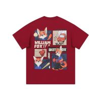 WILLIAM FOX SONS hand-painted cartoon typesetting letter printing loose shoulder round neck short-sleeved T-shirt