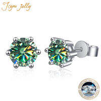 JoyceJelly S925เงินสกรูสตั๊ดคลาสสิกหกกรงเล็บ2ct คู่ Moissanite ต่างหูสำหรับผู้หญิงงานแต่งงานเจ้าสาวเครื่องประดับ Fine