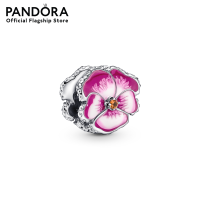 Pandora Pansy sterling silver charm with clear cubic zirconia, burnt orange crystal, shaded pink and white enamel เครื่องประดับ   ชาร์ม ชาร์มสีเงิน สีเงิน ชาร์มเงิน เงิน ชาร์มสร้อยข้อมือ ชาร์มแพนดอร่า แพนดอร่า