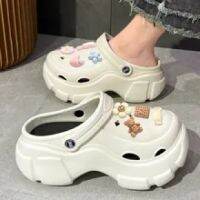 2023 Summer New EVA Thick Sole Hole Shoes Cute Cartoon 8cm High Heel Slippers Casual Soft Sole Anti slip Womens Garden Shoes