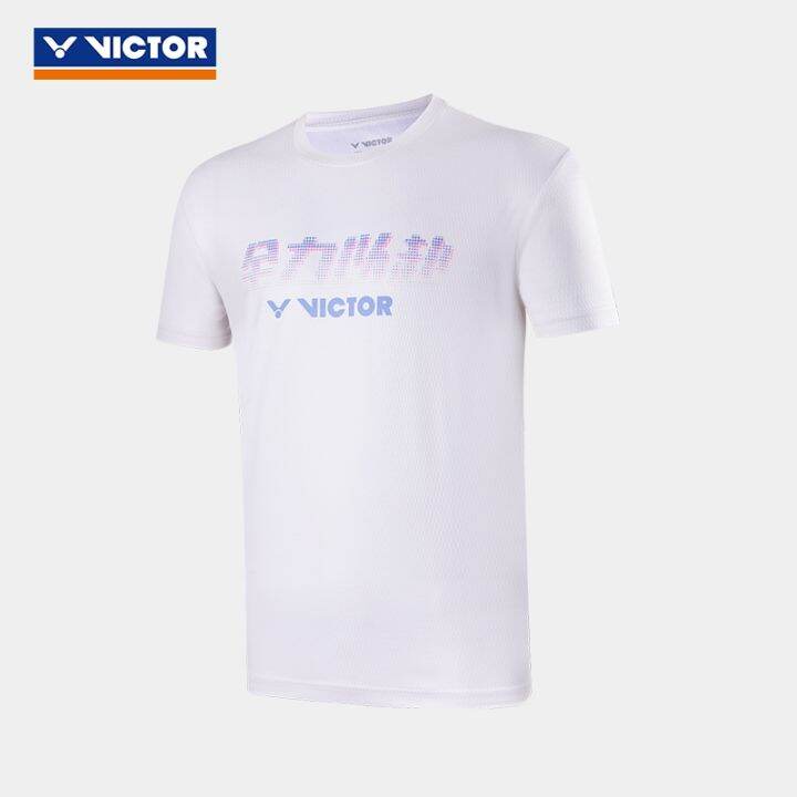 เอี่ยมวิกเตอร์-ชุดฝึกเสื้อผ้าแบดมินตัน-victor-ชุด-t-30028เสื้อยืดกีฬาถักนิตติ้งที่เป็นกลาง