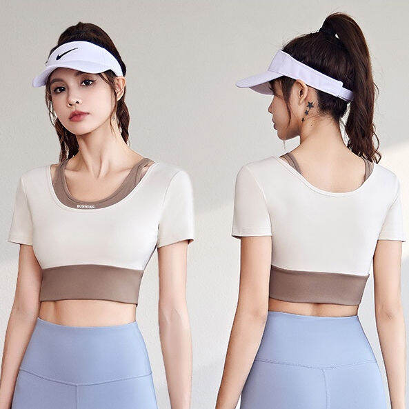 SPORTSLOVERS New Women's Running Fitness Short Sleeves Sports Top Slim