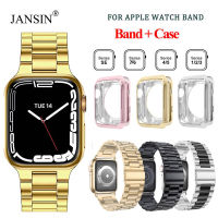 Luxury Stainless Steel Strap+case For 41mm 45mm 44mm 40mm 42 38 band Metal celet for Series 7 6 wristband