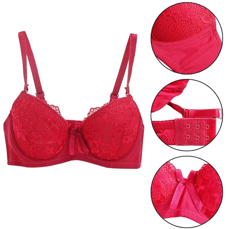 Plus Size Women Push Up Bra Lace Bra Cotton Intimate Brassiere Thin Cup Bra  Full Cup Red Bras 6 Color