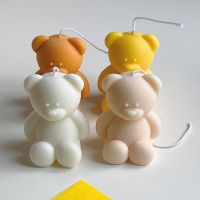 3D Sitting Position Toy Bear Silicone Candle Molds for Handmade Scented Candle Plaster Cute Bear Injection Mould Home Decor