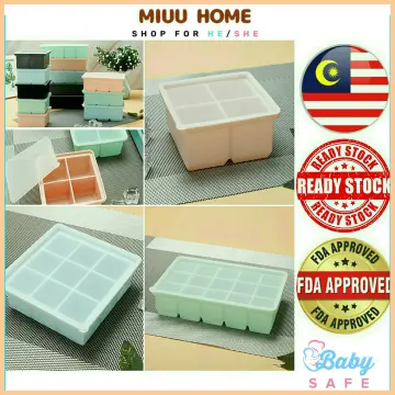 Baby food ice cube tray silicone lid cubes jelly mold food storage box  container freezer makanan bayi