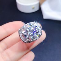 Super big 12ct Moissanite Mens Ring 925 Silver Beautiful Firecolour Pass the test