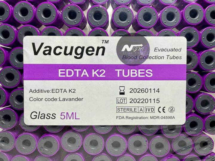 EDTA 5ml/ EDTA K2 Tubes/ Evacuated Blood Collection Tubes/ 100 tubes
