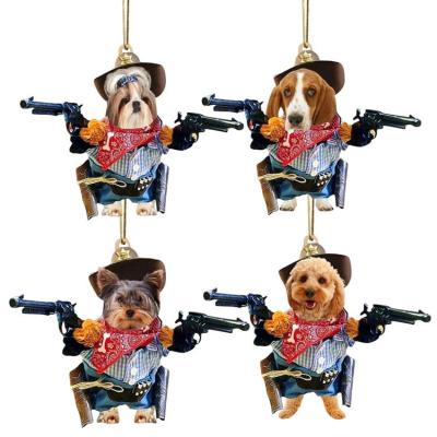 Cute Car Interior Accessories Cowboy Style Dog Pendant Interior Rearview Mirror Decoration Cute Gadgets Things Car Ornament Dangle Pendant Gifts Decor For Teens &amp; Men Women smart