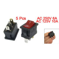 5 Pcs Red Light Illuminated ON/OFF 2 Position SPST Boat Rocker Switch 3 Pin