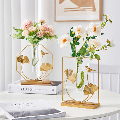 Creative Wrought Iron Vase Home Decor Accessories Beautiful Room Decoration Hydroponics Office Decoration Table Decoration