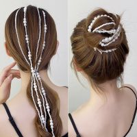 New Simulated Pearl Chain Hairpins For Women Tassel Hair Clips Barrettes Braided Headband Ponytail Hair Jewelry Accessories