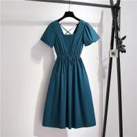 2022 New Large Women Knee Length Dress Fashion Korean Dresses