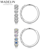 Madelin Earring S925 Platinum ต่างหูเงินแท้ ต่างหูแพลทินัม ต่างหูเรนโบว์หัวใจ ต่างหูเพชร