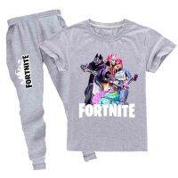 Fortnitesชายหญิงกางเกงตั้งแขนสั้นเสื้อยืดกางเกงจ๊อกกิ้งการ์ตูนพิมพ์fa1091 ผ้าฝ้ายฤดูร้อนสบายๆกีฬาระบายอากาศเด็กเสื้อผ้า 2 ชิ้น