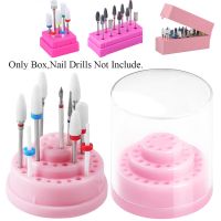 Pink White Nail Art Drill Storage Box Grinding Head Bit Holder Displaying Storage Box Nail Drill Bits Container Stand Display