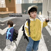 Childrens casual jacket 2023 spring new handsome color stitching turnover neck zipper cardigan baby Korean shell jacket fashion